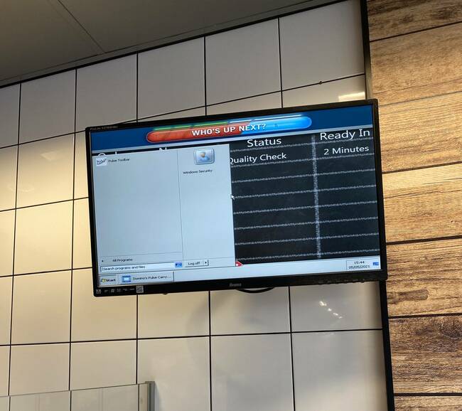 Stale and past its best. Are you talking about Windows or the pizza you're waiting for?