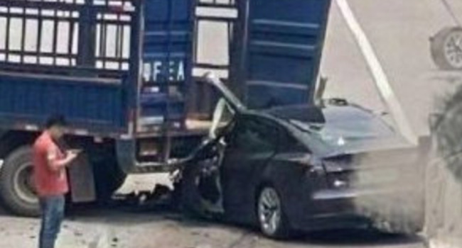 Dramatic Footage Shows Deadly Crash Of Tesla Slamming Into Truck In China