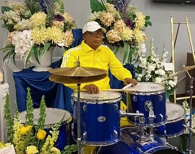 Drummer has a hand in his own unique funeral