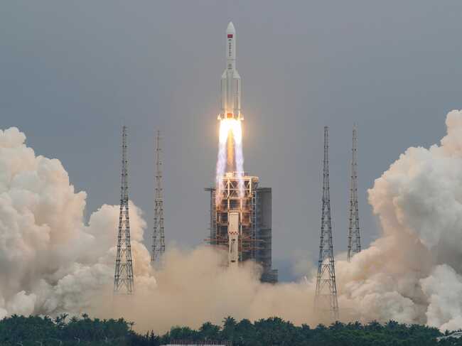 Pieces of a runaway Chinese rocket have rained down on the Indian Ocean, quelling fears it would hit people or property