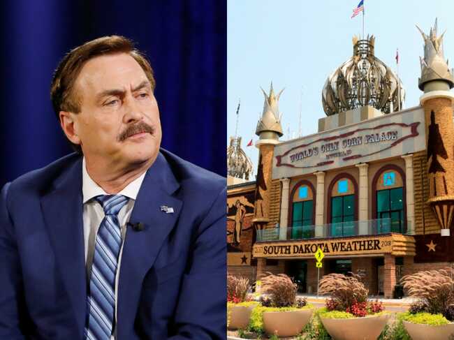 Some Mike Lindell fans reportedly stood in line for 7 hours to watch his rally at the Corn Palace - but when the event started, the venue was half-empty