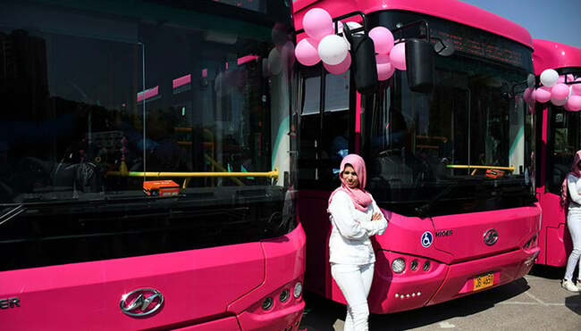 A trip in Karachi's 'pink bus'