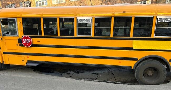 Firefighters investigating after large sinkhole found under school bus in Toronto - Toronto