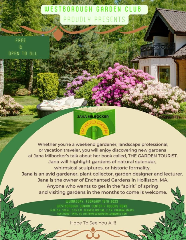 Westboro Garden Club Author Talk: Jana Milbocker