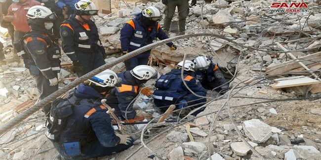 Two bodies pulled out from under a collapsed building in Jableh