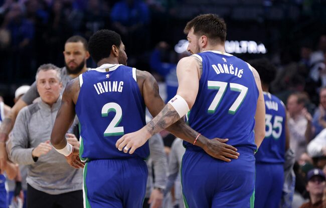 NBA: Luka Doncic, Kyrie Irving star as Mavericks hold off 76ers in shootout