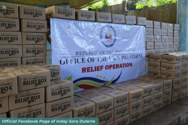OVP sends 1,052 boxes of relief items to two quake-hit Davao de Oro towns