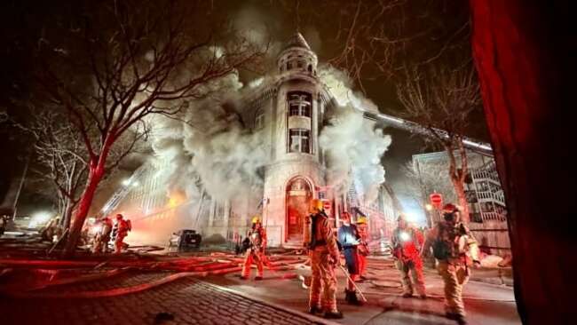 Major fire burning in Old Montreal