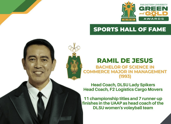 Ramil De Jesus makes FEU Sports Hall of Fame