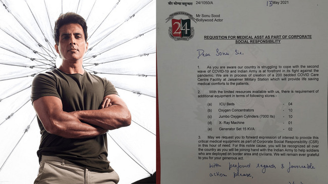Senior Frowns as Army CO Writes to Sonu Sood for COVID Resources