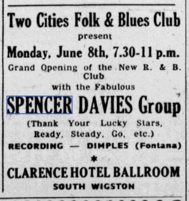 The Spencer Davis Group play South Wigston