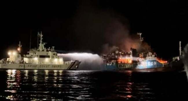 2 soldiers missing in the ill-fated ship that caught fire off waters of Basilan