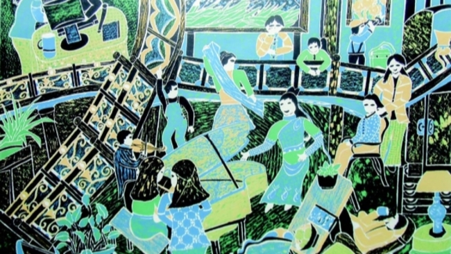 Country artist Hu Jinzhen uses simple techniques to portray her pastoral life.