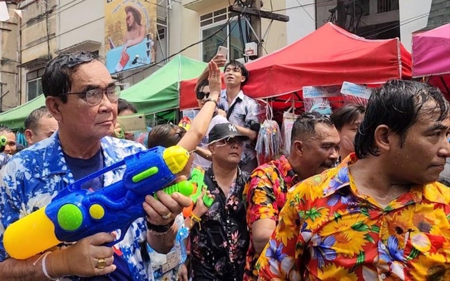 THAI PM JOINS THOUSANDS AT SONGKRAN FESTIVAL IN BANGKOK