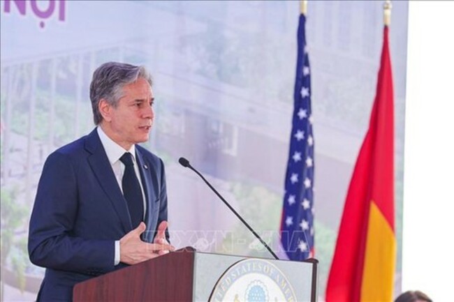 'I am so pleased to be back,' Blinken tells press in Hanoi