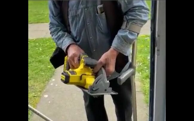 WATCH: Man arrested in Co Galway after shocking power tool threat