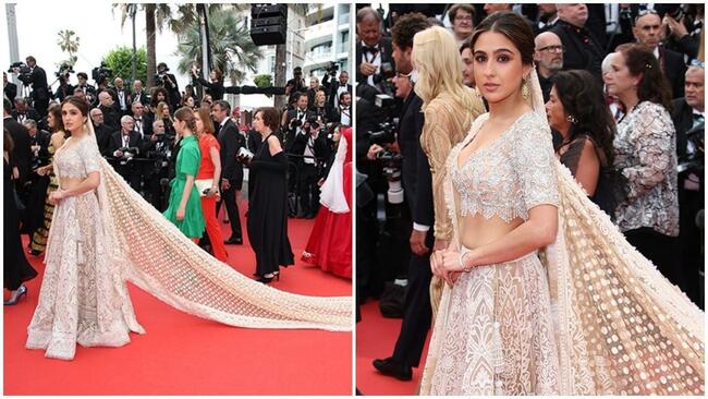 Sara Ali Khan is a true blue Bollywood heroine on the Cannes red carpet in a dazzling lehenga