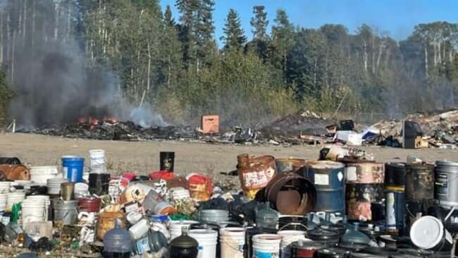 Tires, furniture, lumber burn in Fort Liard, N.W.T. dump fire