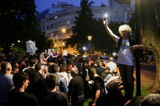 Tens of thousands gather in Serbia's anti-government protest