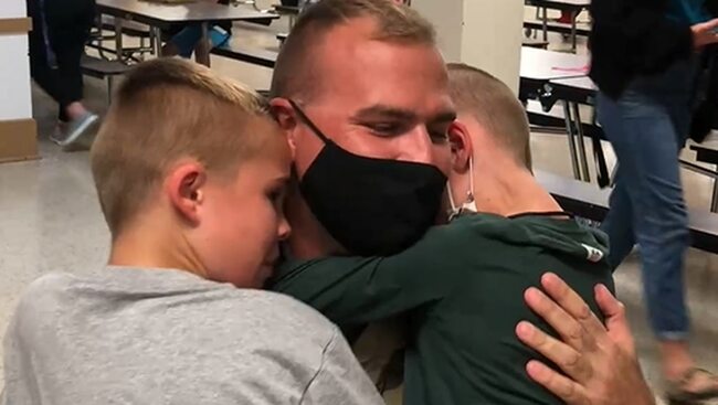 WATCH: Soldier surprises sons with an emotional reunion