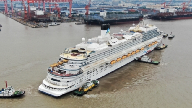 China's first home-grown large cruise ship undocks in Shanghai