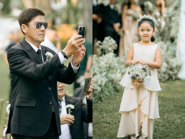 LOOK: Vic Sotto proud father during daughter Tali's flower girl moment