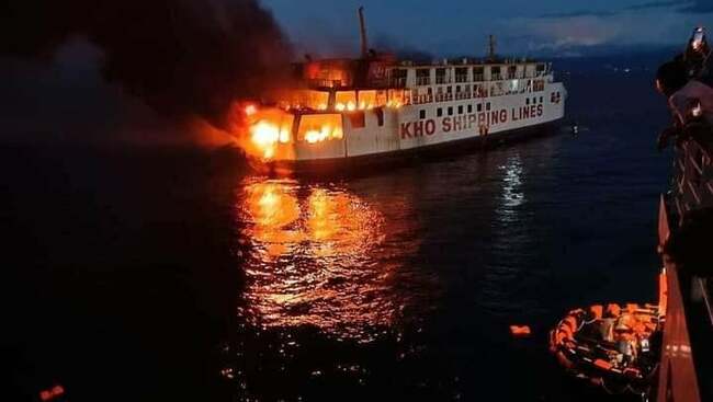 Passenger ferry catches fire while sailing in Panglao, Bohol; no one hurt