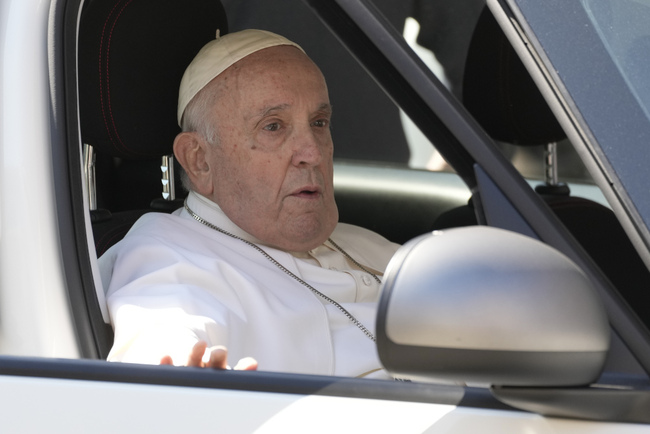 Pope Francis, short of breath, says he's still feeling effects of surgery