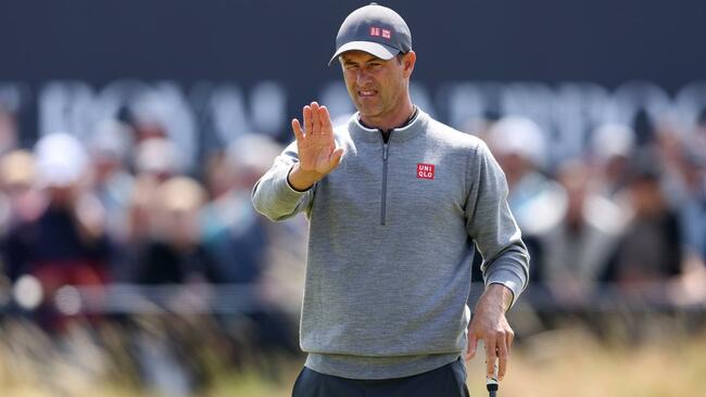 Adam Scott hit a fan off the tee on a mixed opening day at The Open