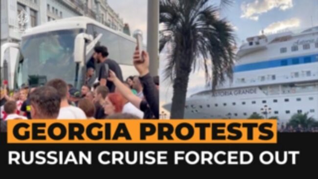 Protests in Georgia force Russian cruise liner to leave