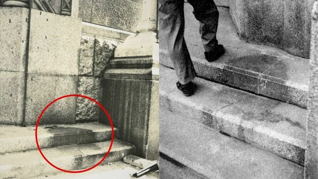 The Blast Shadow of Hiroshima: Human Silhouette Burned into the Ground by Blinding Light