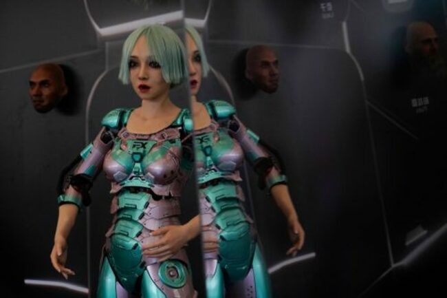 AP PHOTOS: Lifelike robots and android dogs wow visitors at Beijing robotics fair