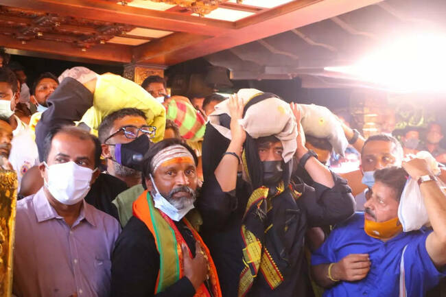 Photos of actor Ajay Devgn's Sabarimala temple darshan