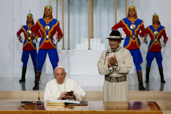 Pope Francis praises Mongolia's religious freedom dating back to Genghis Khan