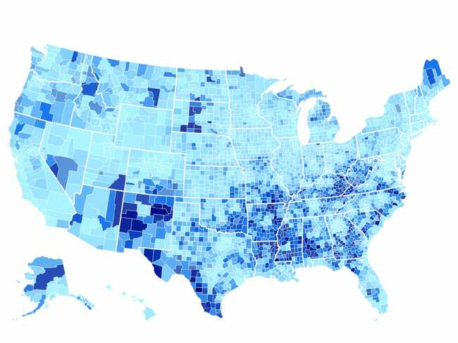 America is the land of unequal opportunity. These 13 maps show how class, education, and health inequities all intersect - with nonwhite, rural areas hit especially hard.