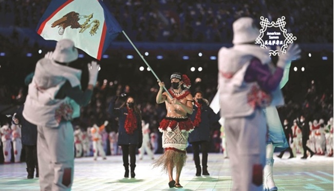 American Samoa Olympian goes topless at freezing Beijing opening