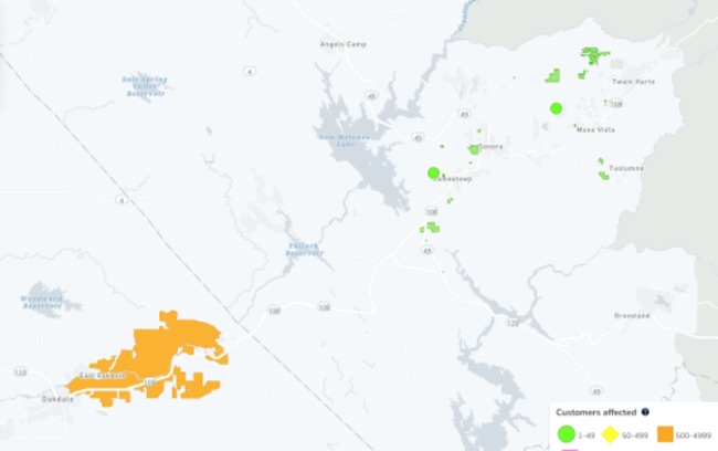 Some Power Outages Still Scattered In Tuolumne County