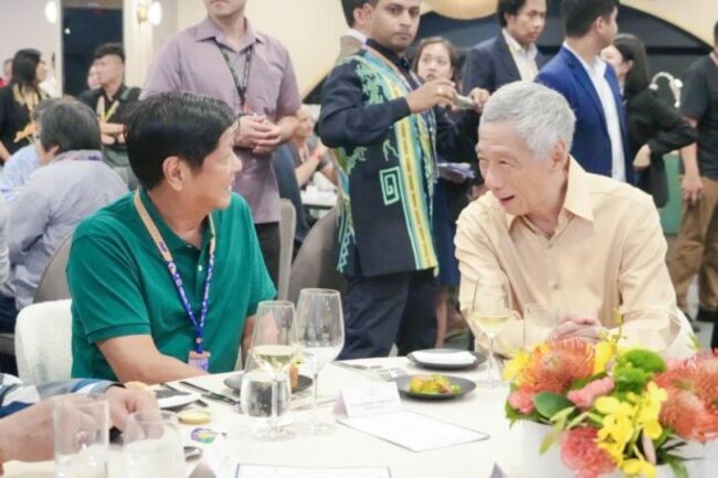 Bongbong Marcos meets with Singapore PM Lee Hsien Loong at F1 race