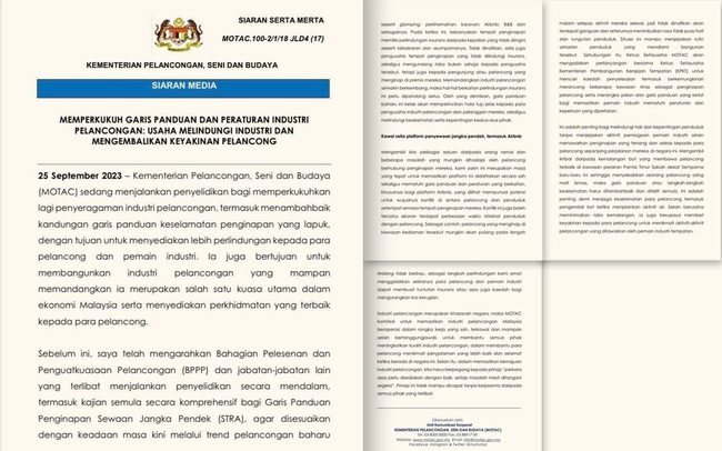 MOTAC CONDUCTING STUDY TO STRENGTHEN TOURISM INDUSTRY GUIDELINES