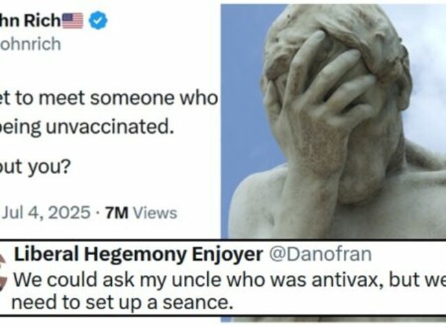 An anti-vaxxer said he had ‘yet to meet someone who regrets being unvaccinated’, and everybody made the same unfortunate point