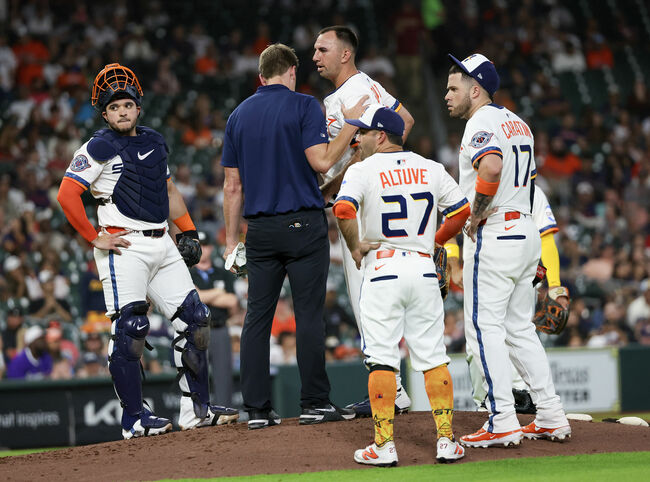 WATCH: Astros’ Colton Gordon gets drilled in head by comebacker in scary faceoff vs. Guardians
