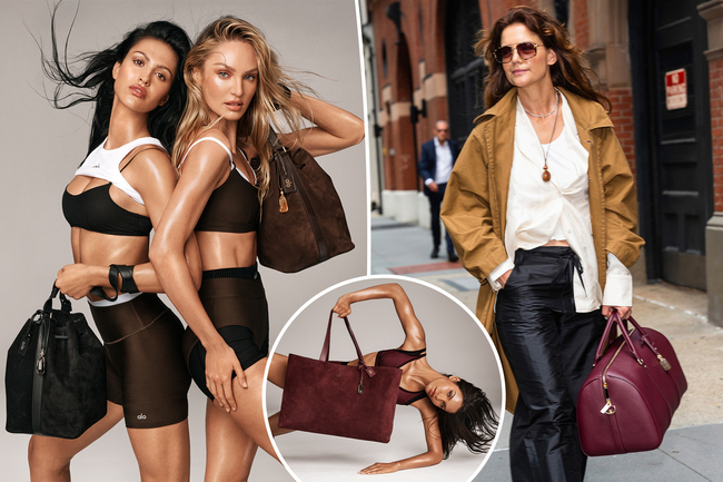 Katie Holmes, Amelia Gray Hamlin and Candice Swanepoel model Alo Yoga’s polarizing new $3K bags