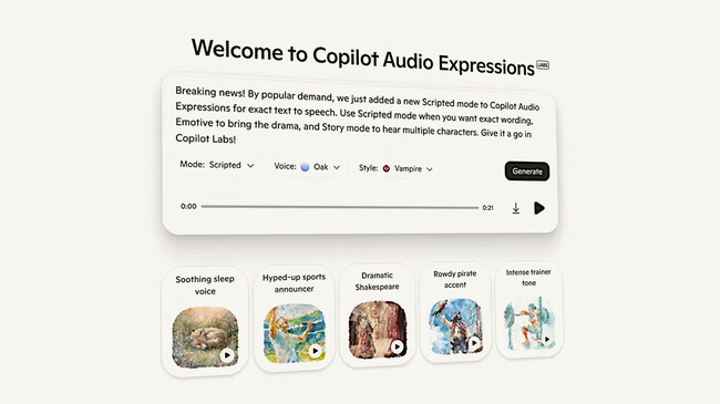 Microsoft’s Copilot AI text-to-speech gets new, cleaner ‘scripted mode’