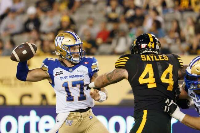 Streveler struggles in Hamilton, Bombers drop third straight and fall below .500 mark