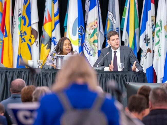 B.C. Premier David Eby pops into UBCM with few announcements: 'A rocky time to govern'