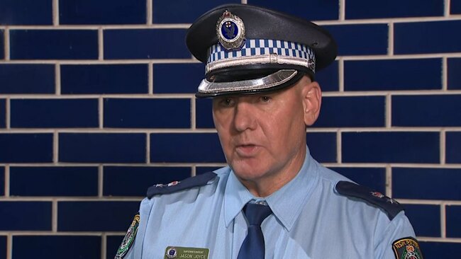 Police address the media after a shooting in north-west Sydney