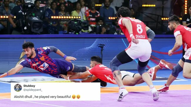 "AKSHIT DHULL YOUVE ROCKED MY WORLD" - Fans praise young Dabang Delhi raider for stellar Super 10 against Gujarat Giants in Pro Kabaddi 2025