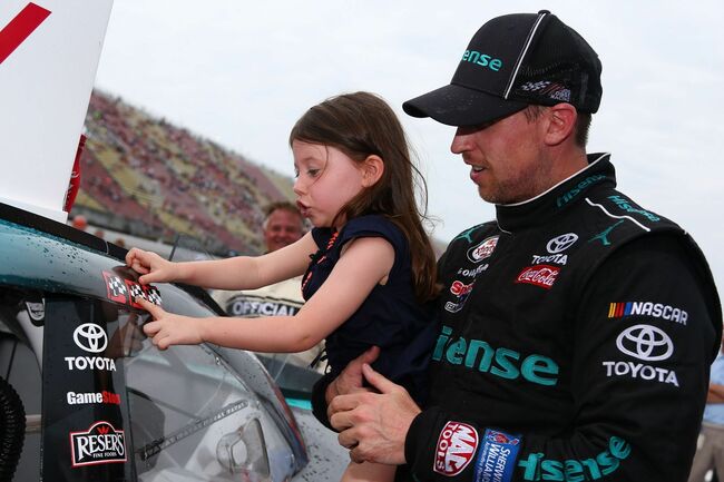 What message did Denny Hamlin give to his two daughters crying over his NASCAR championship loss