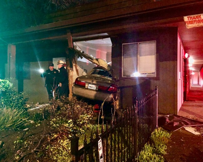 Driver extricated after car crashes into Ukiah building late Wednesday
