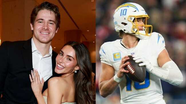 "He still thinking about that 4th & 9 play": NFL fans react as Justin Herbert attends Madison Beer's pre-Grammy gala